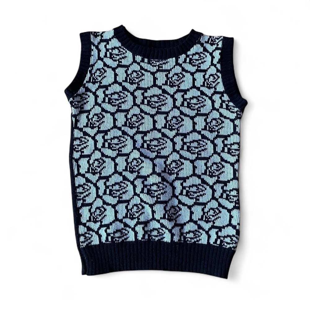 Rose Patterned Sweater Vest Top